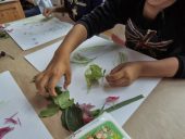 都会の真ん中でアートと自然を体感｜植物を紙に摺り付けて描くワークショップ